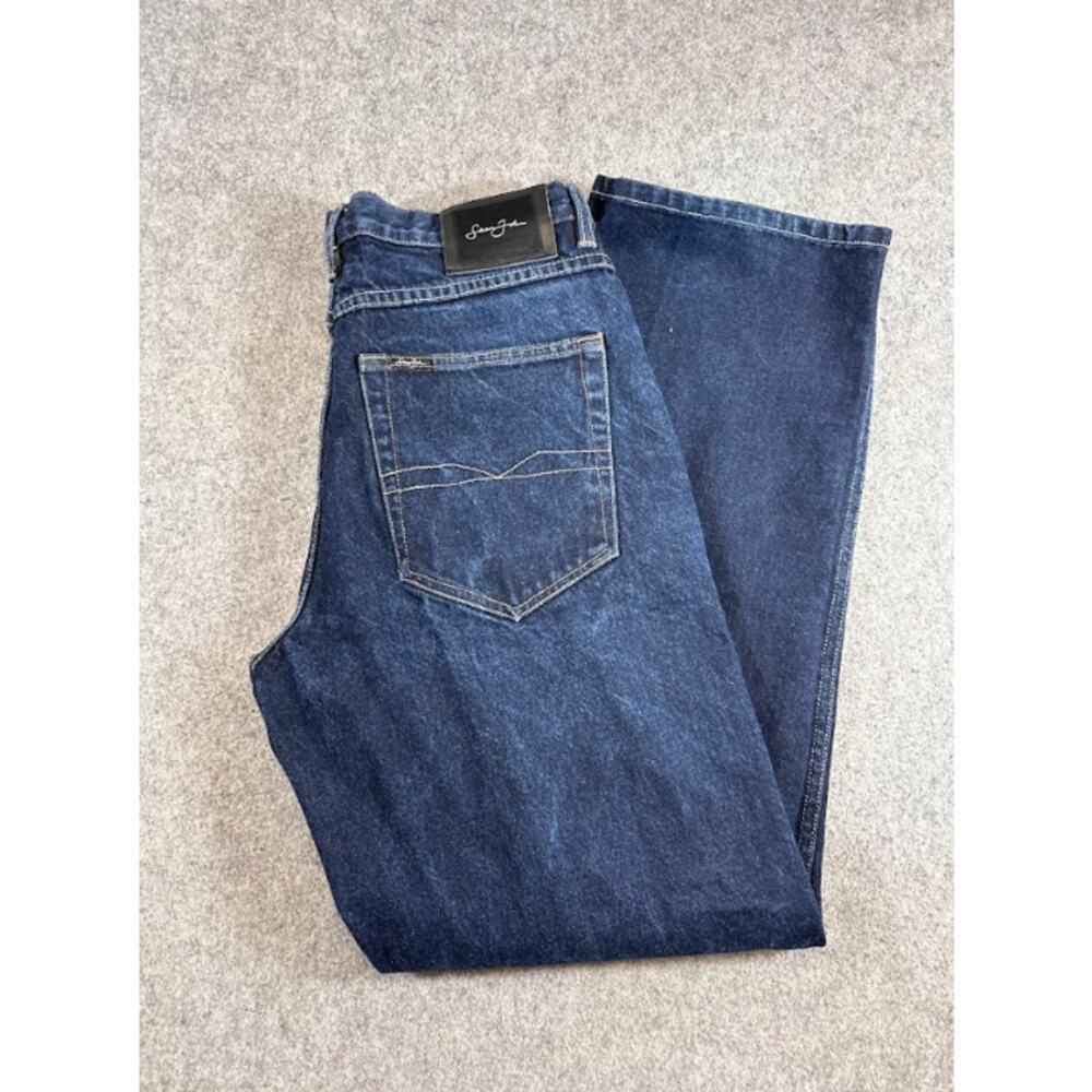 Vintage Y2K Sean John Baggy Jeans Men 34 Blue Wide Leg Hip Hop Skater Streetwear - Picture 4 of 8